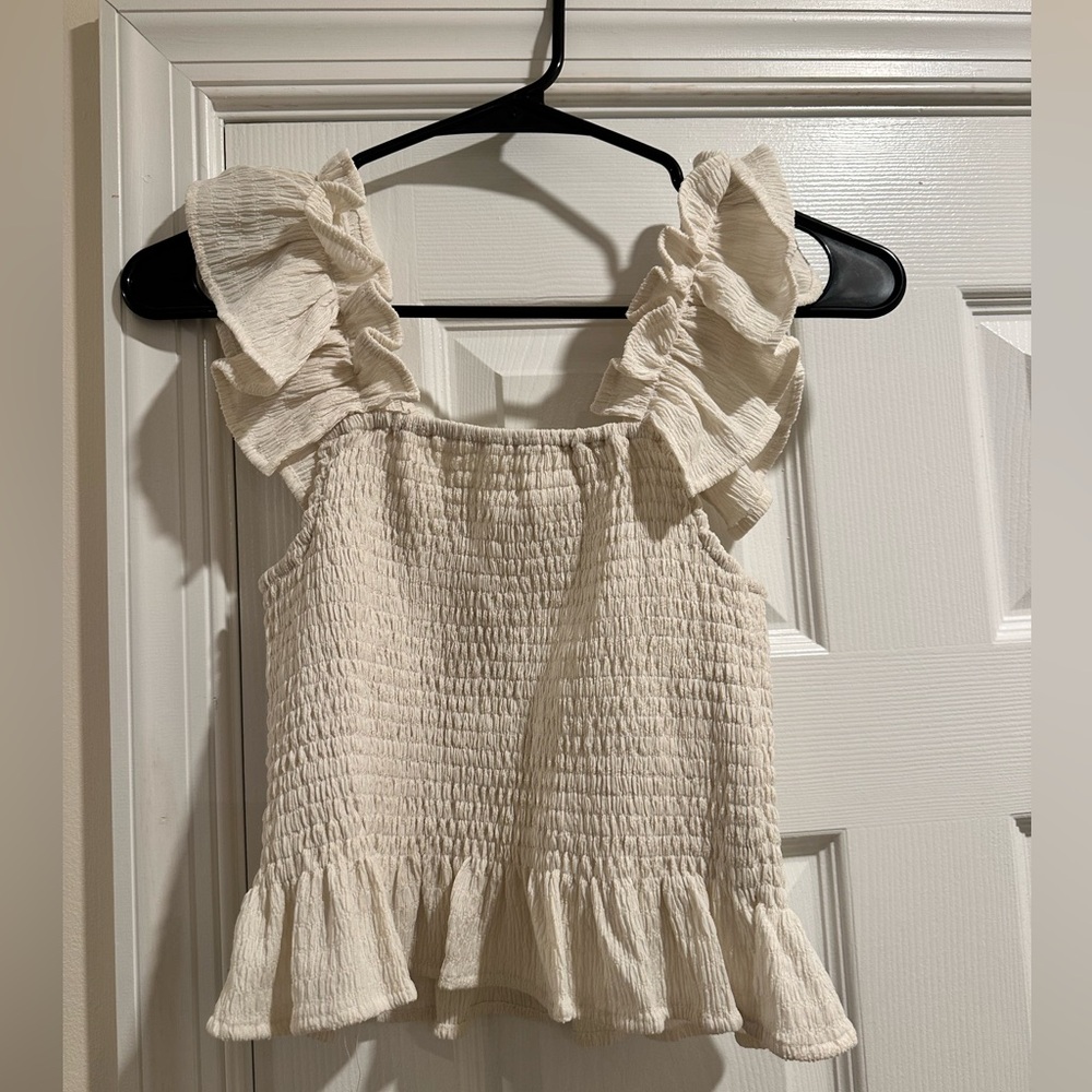 Vestique Cream Ruffle Tank Top